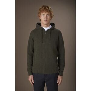 NWT Doppelganger Men Medium military green lambswool blend knitted zip hoodie